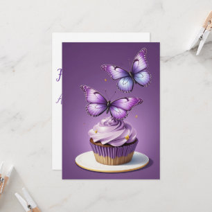 Girl purple butterfly birthday invitations