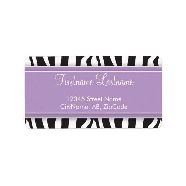 Girl Purple Zebra Print Étiquette de adresse (Devant)