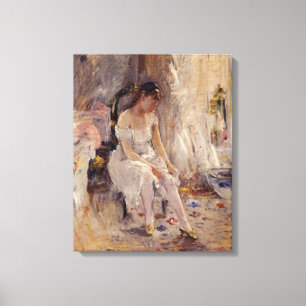 Girl Putting on Her Stockings (by Berthe Morisot) Canvas Print