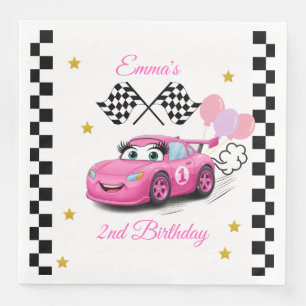 Girl Racing Birthday   Fast One & Two Fast Napkin