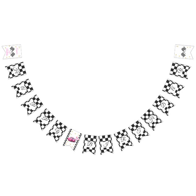 Girl Racing Birthday Party | Fast One & Two fast Bunting Flags (All)