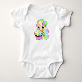 Girl rainbow  long apron baby bodysuit