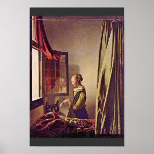 Girl Reading A Letter At An Open Window,  By Verme Poster