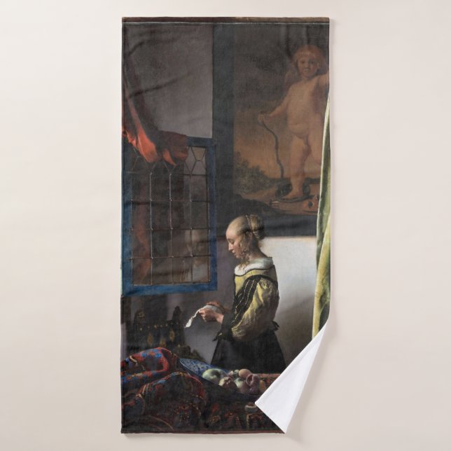 Girl Reading a Letter at an Open Window, Vermeer Bath Towel (Bath Towel)