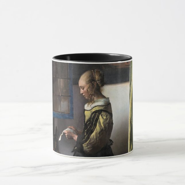Girl Reading a Letter at an Open Window, Vermeer Mug (Center)