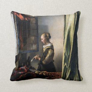 Girl Reading a Letter at the Window, Vermeer Throw Pillow