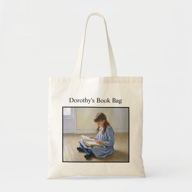 Girl Reading Book Lover Custom School or Library  Tote Bag (Front)