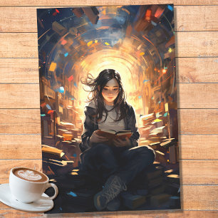 Girl Reading Books 2 Decoupage Paper