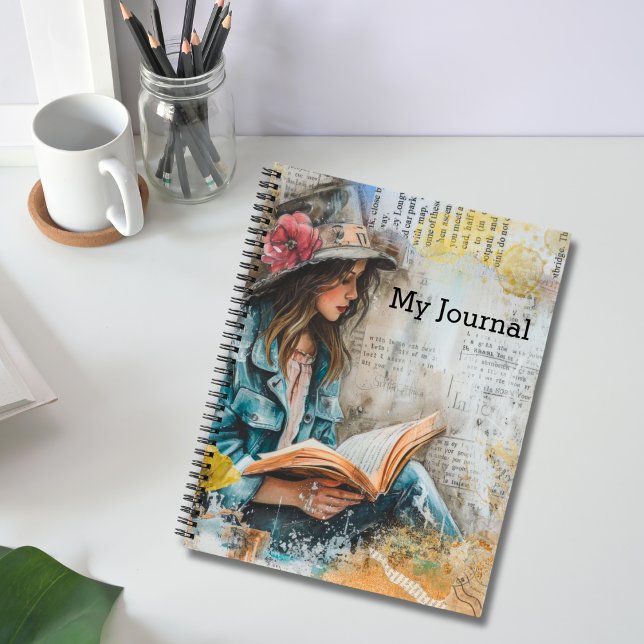 Girl Reading Collage Style Notebook (Creator Uploaded)
