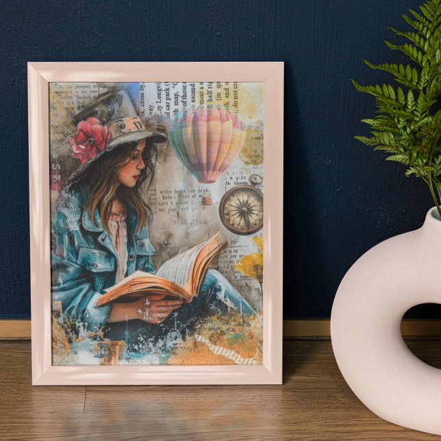Girl Reading Collage Style Poster (Creator Uploaded)