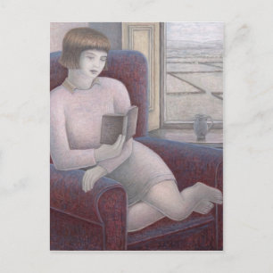 Girl Reading in Armchair 2009 Postcard