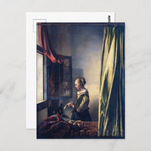 Girl Reading Letter by Open Window   Vermeer   Postcard