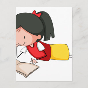 Girl reading postcard