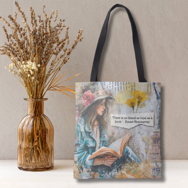 Girl Reading Quote Tote Bag (Creator Uploaded)