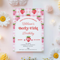 Girl Red Daisy Strawberry Berry Sweet 1st Birthday