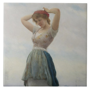 Girl Relaxing on the Beach Tile