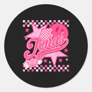 Girl Retro Jonas Groovy Flower First Name D 80's Classic Round Sticker