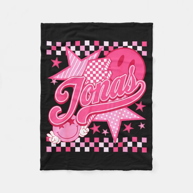 Girl Retro Jonas Groovy Flower First Name D 80's  Fleece Blanket (Front)