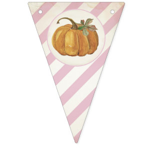 Girl Retro Little Pumpkin Birthday Bunting Flags