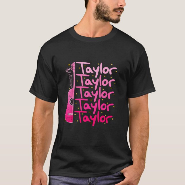 Girl Retro TAYLOR First Name Personalized Birthday T-Shirt (Front)