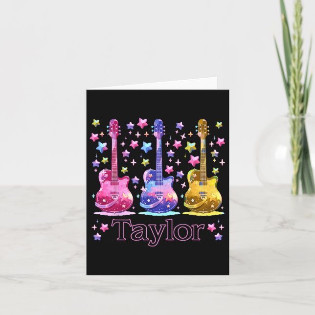Girl Retro Taylor First Name Personalized Groovy 8 Card (Front)