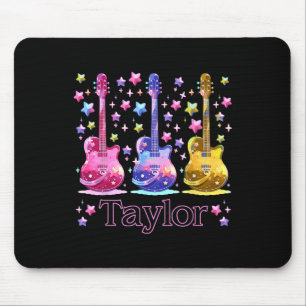 Girl Retro Taylor First Name Personalized Groovy 8 Mouse Pad