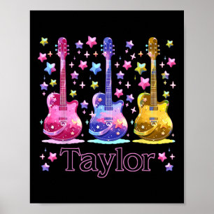 Girl Retro Taylor First Name Personalized Groovy 8 Poster