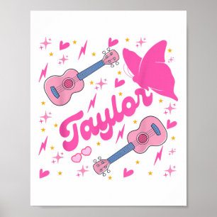 Girl Retro Taylor First Name Personalized Groovy B Poster
