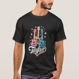 Girl Retro Taylor First Name Personalized Groovy B T-Shirt