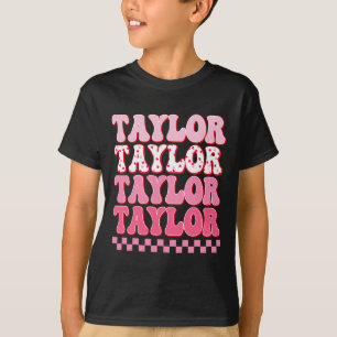Girl Retro Taylor First Name Personalized Groovy C T-Shirt