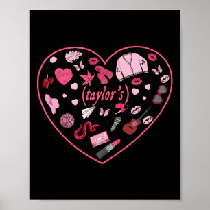 Girl Retro Taylor First Name Personalized Valentin Poster