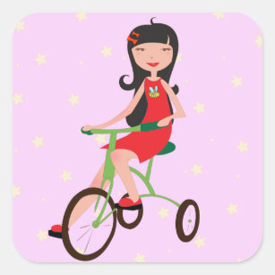 Girl Riding A Bike Stickers