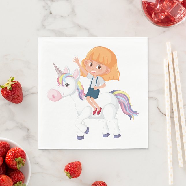 Girl Riding A Unicorn Napkin (Creator Uploaded)