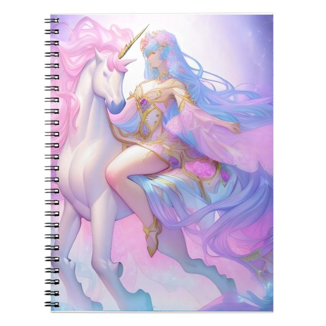 Girl Riding a Unicorn  Notebook (Front)