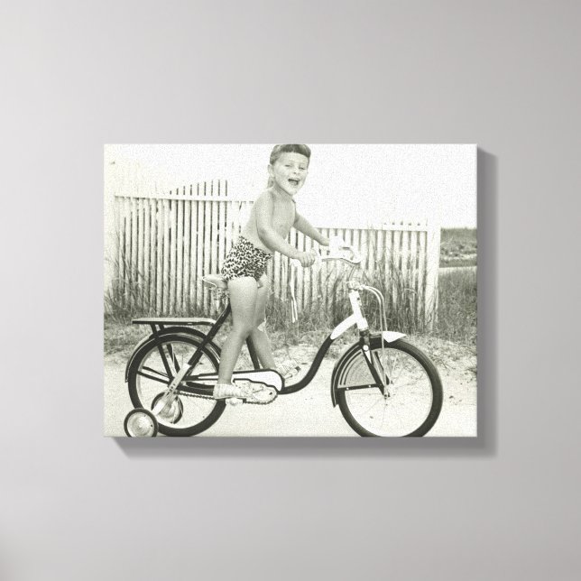 Girl Riding Bicycle Canvas Print (Front)