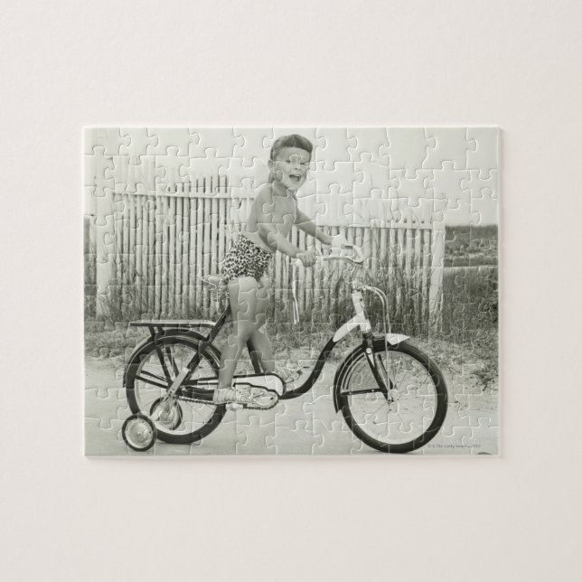 Girl Riding Bicycle Jigsaw Puzzle (Horizontal)