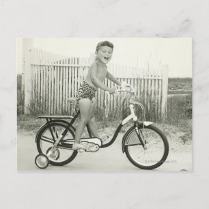 Girl Riding Bicycle Postcard