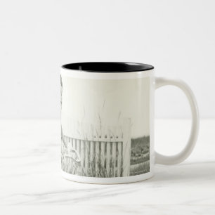 Girl Riding Bicycle Two-Tone Coffee Mug
