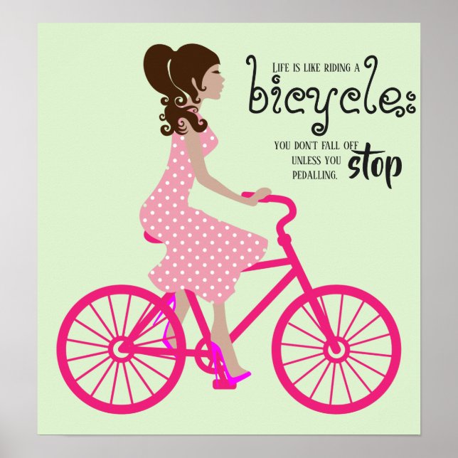 Girl Riding On Pink Bicycle Poster (Front)