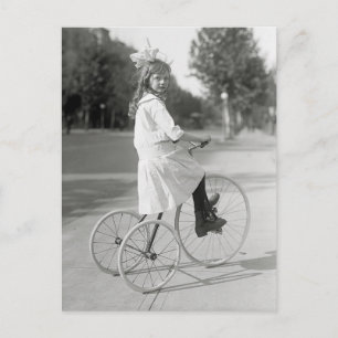 Girl Riding Tricycle, 1917 Postcard