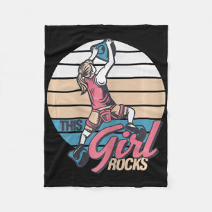 Girl Rock Climber Climbing Bouldering Alpinist Mou Fleece Blanket