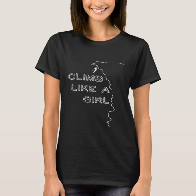 Girl Rock Climbing Thrill Seekers Bouldering T-Shirt (Front)