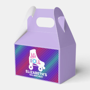Girl Roller Skating Birthday Let's Roll Favor Box