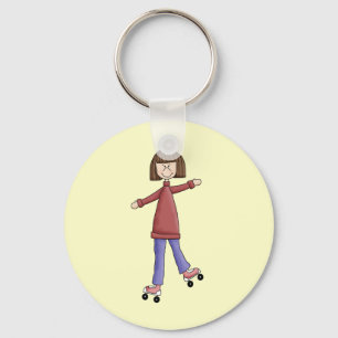 Girl Rollerskating Keychain