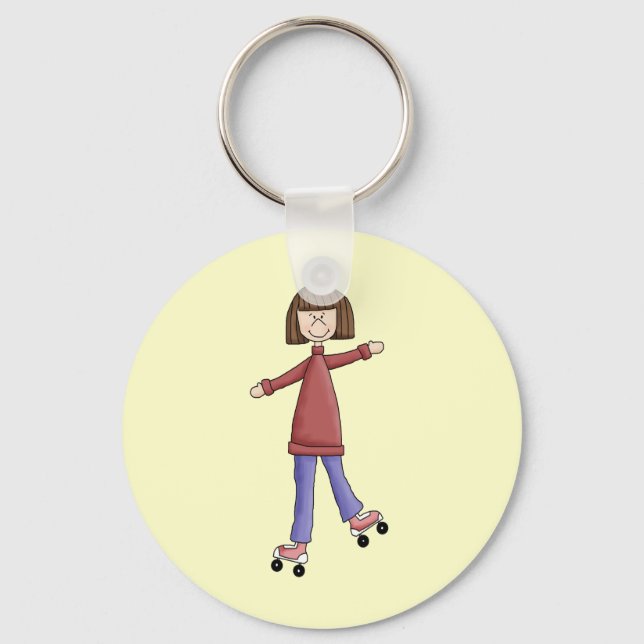 Girl Rollerskating Keychain (Front)