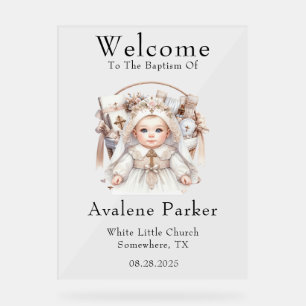 Girl Rose Gold Basket Baptism Welcome Sign