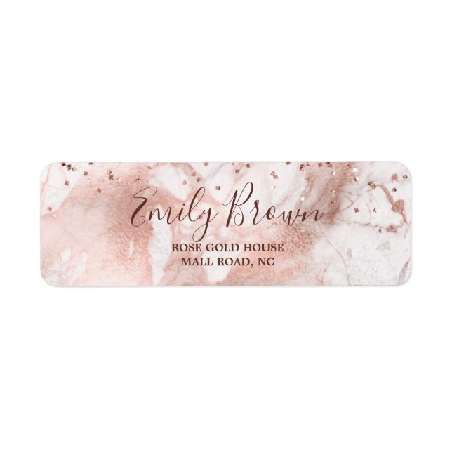 Girl Rose Gold Marble Parties scintillant Adresse  (Devant)
