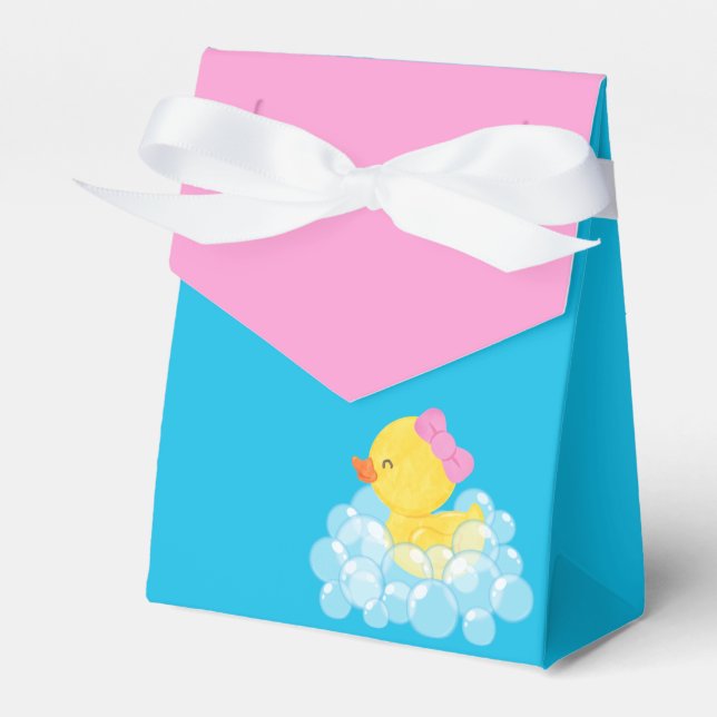Girl Rubber Duck Baby Shower Treat Favor Box (Front Side)