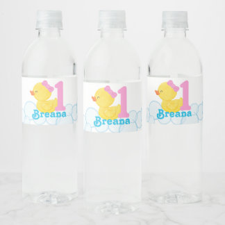 Girl Rubber Duck Personalized Water Bottle Labels