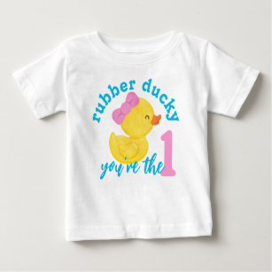 Girl Rubber Ducky You're the One First Birthday Baby T-Shirt